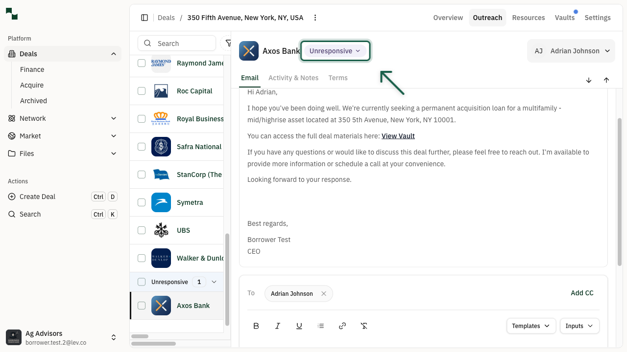 Status confirmed as Unresponsive