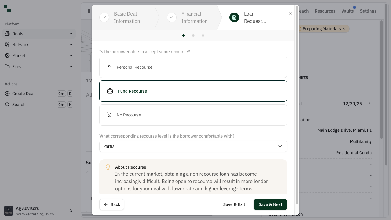 Recourse selection filled